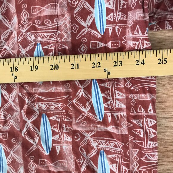 Reyn Spooner Hawaiian Shirt Men XXL Red Geometric Button Down Pocket Collared - Picture 8 of 14